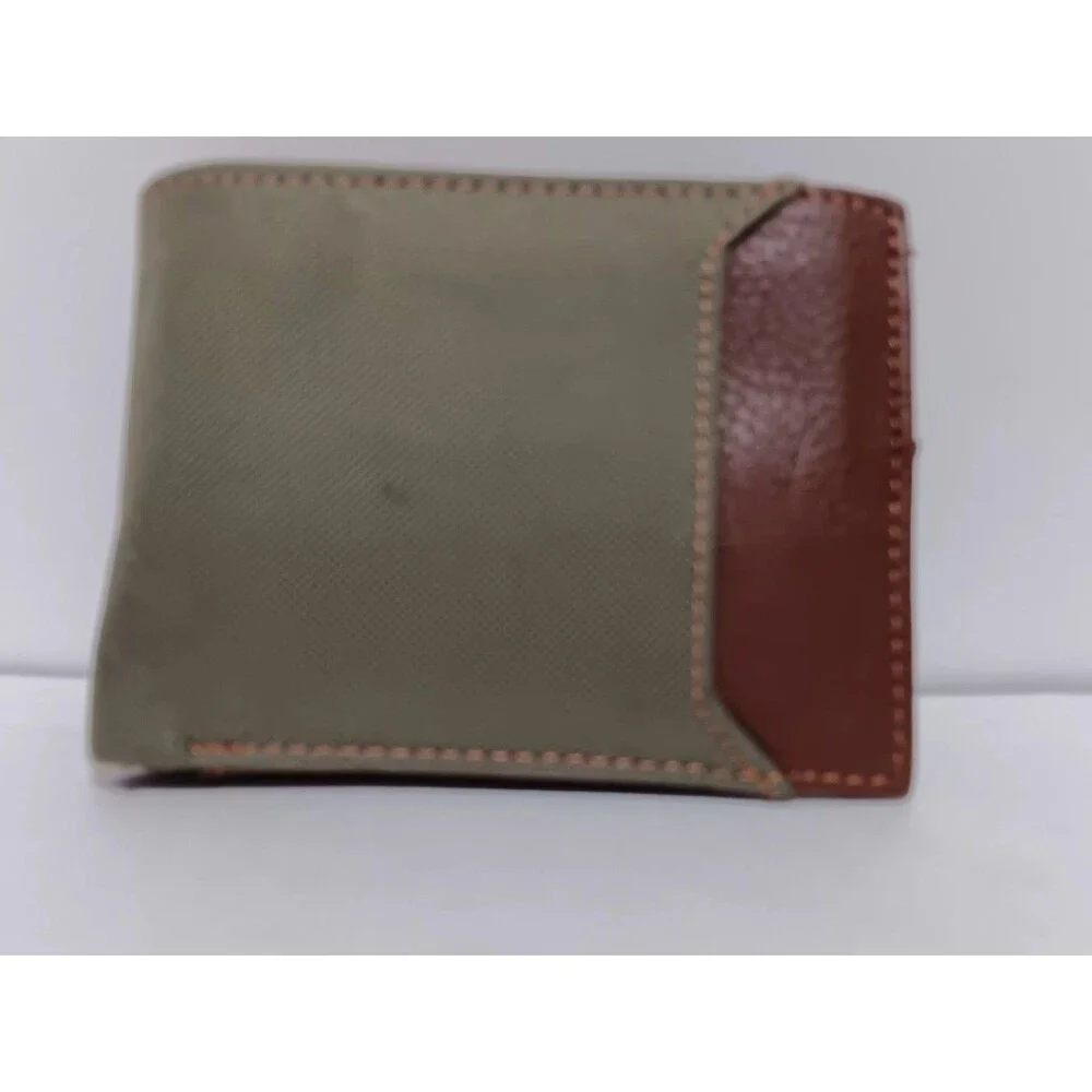 Lake & Trail Green Canvas / Brown Leather Bi-fold Men's Wallet 4.25